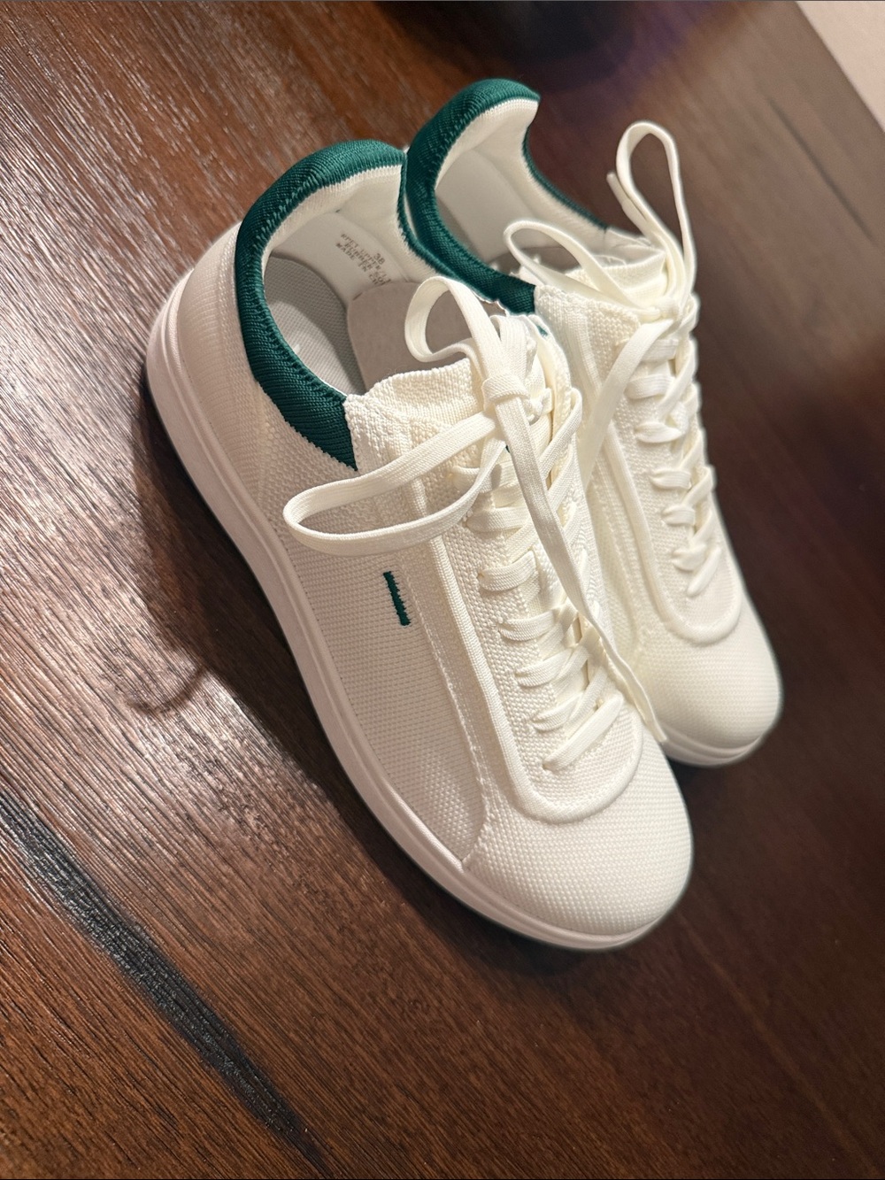 Women’s Athletic Sneaker in Cream with Green Accent - Picture 3 of 5